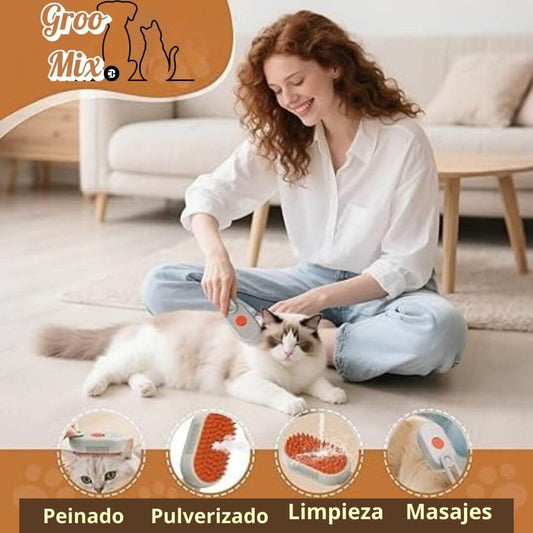 GrooMix - Cepillo de Vapor Con Mango - Un Spa en casa