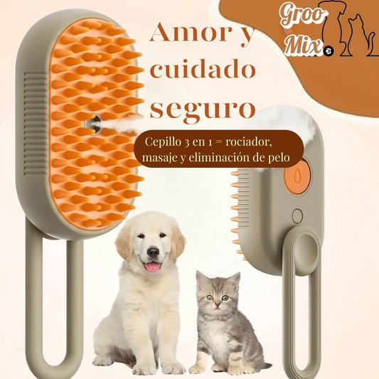 GrooMix - Cepillo de Vapor Con Mango - Un Spa en casa