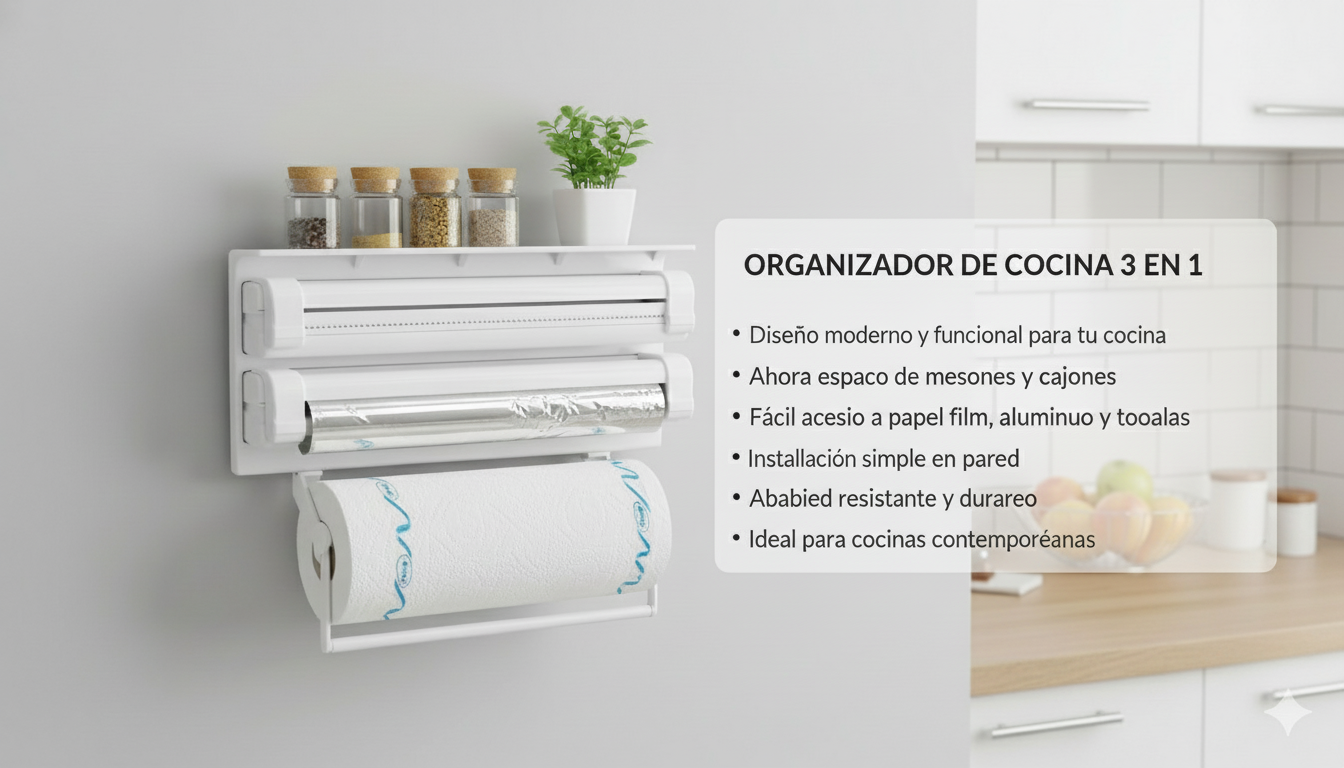 Organizador de Cocina 3 Niveles - Ahorra Espacio y Mantén Todo a la Vista