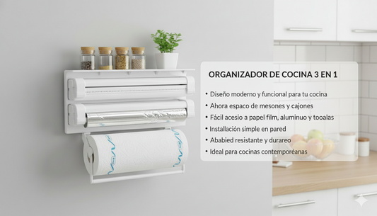 Organizador de Cocina 3 Niveles - Ahorra Espacio y Mantén Todo a la Vista